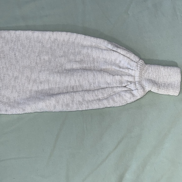 Hem and Thread white crop crew sweater with pull tie gathering at waist - Picture 4 of 13